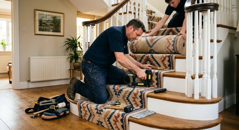 Stair Runner Installation in Old Bridge, NJ