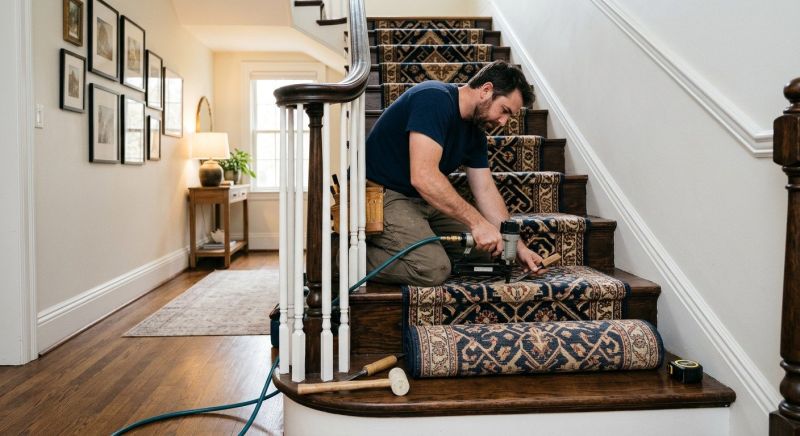 Stair Runner Installation in Freehold, NJ